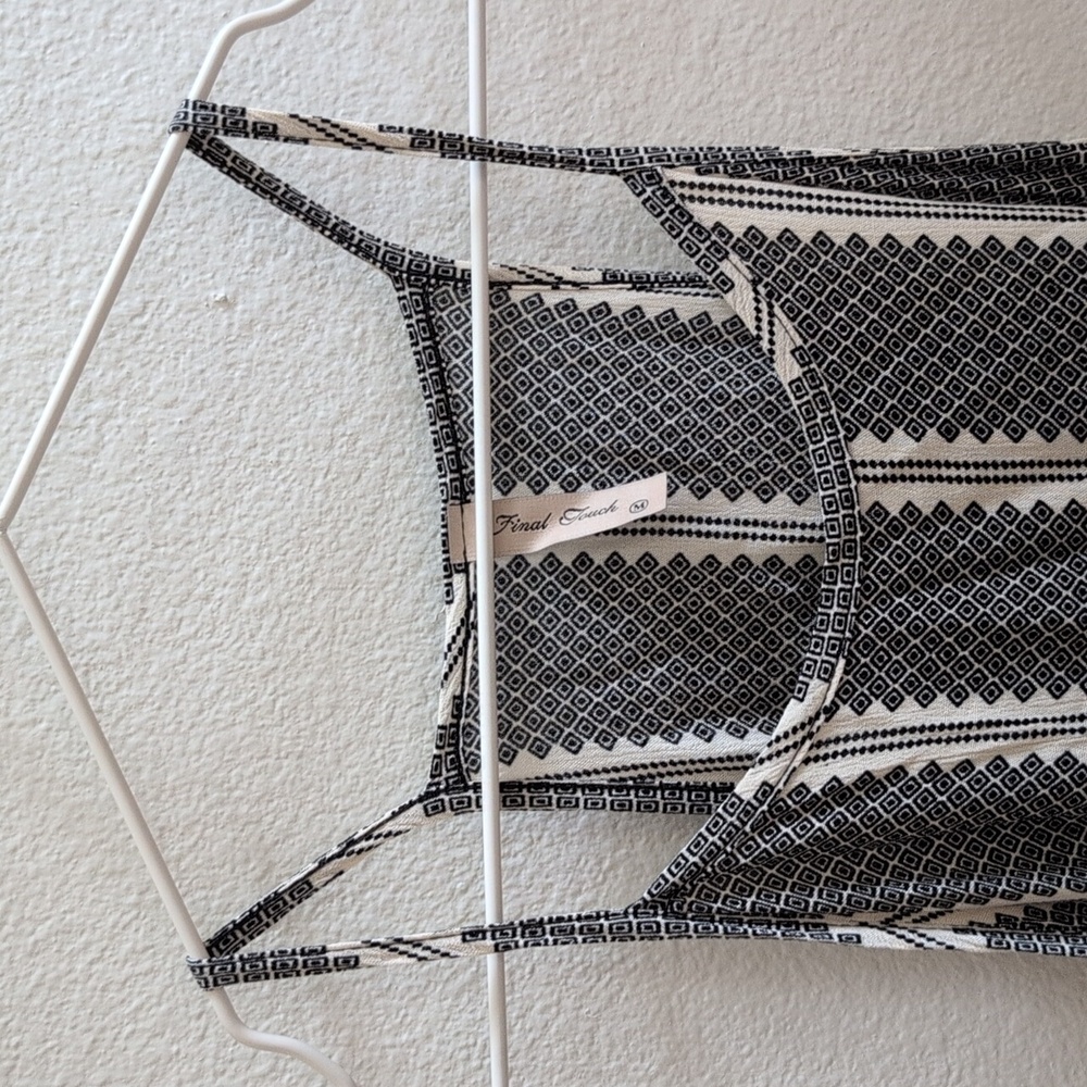 Striped Geo Black and White Strappy Flare Dress